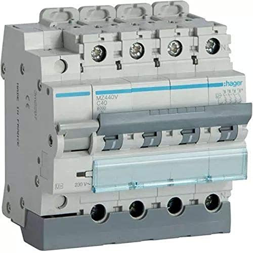 Hager mz - Interruptor automático general +limitador sobretensión permanente 4 polos 40a