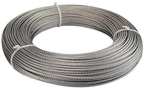 Muzata Drahtseil, 3,5 m, 3,2 mm, Edelstahl, für Innen- und Außenbereich, für Geländer, 7 x 7 Stränge, WR01, WP1