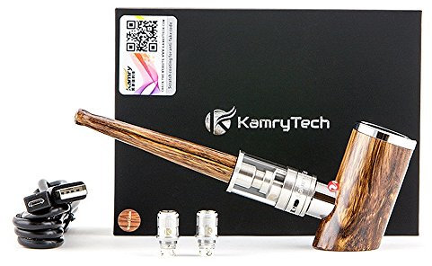 K1000 Plus Komplettpaket Elektronische Pfeife Perfektioniertes Dampfen mit variablem Lufteinlass und Sub-Ohm-Tank (Holz Schwarz) Keine Flüssigkeit, freies Nikotin
