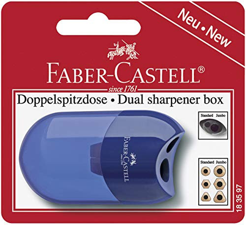 Faber-Castell 183597 - Doppelspitzdose, farblich sortiert in rot, schwarz und blau -keine Farbauswahl möglich-