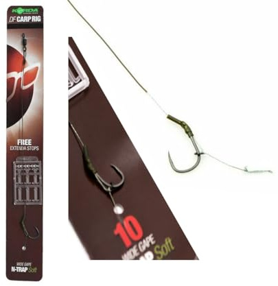 Korda - N Trap DF Rig Size Wide Gape B 10 15lb | Barbless Carp Fishing Rig | Pre-Tied for Easy Use | Versatile for Boilies, Pop-Ups & Bottom Baits
