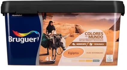 Bruguer Colores del Mundo Pintura para paredes monocapa Egipto Ocre Intermedio 4 L