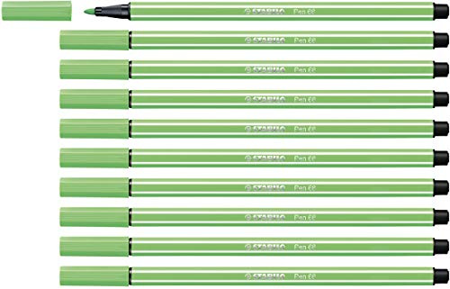 STABILO Pen 68 - Premium Fibre-Tip Pen | Pack of 10 - Light Emerald
