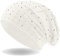 Strass Stein Beanie Slouch Long Beanie Mütze mit edler Strass-Nieten Applikation für Damen und Herren (weiß)