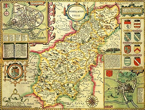 Ryco Originals NORT1 Northamptonshire Historical Map 1000 Piece Jigsaw Puzzle (1610). Free Print