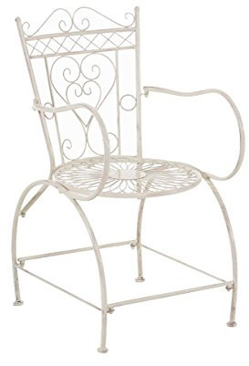 CLP Gartenstuhl Sheela im Landhausstil mit Metallgestell, bequemen Armlehnen, robust und wetterfestem Design, Farbe:antik-Creme