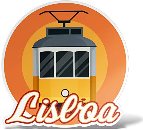 erreinge Sticker Lissabon Shaped Adhesive PVC für Abziehbild Tapete Auto Moto Helm Camper Laptop - 10 cm