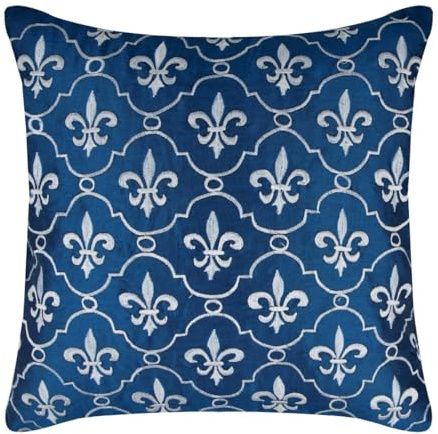 The HomeCentric Konigsblau Kissenbezuge, Barock Kissen Decken, 40x40 cm Kissenbezug, Platz Seide Kissenbezuge, Geometrisch - French Vanilla