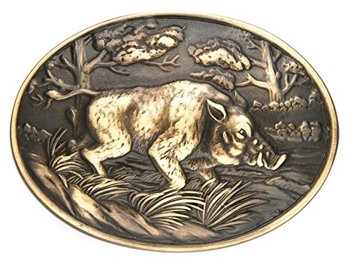 Tini - Shirts Wildschwein Gürtelschnalle Wildsau Motiv Schnalle : Gürtelschliesse Jagd - Buckle Wildschwein Jäger Farbe: messing