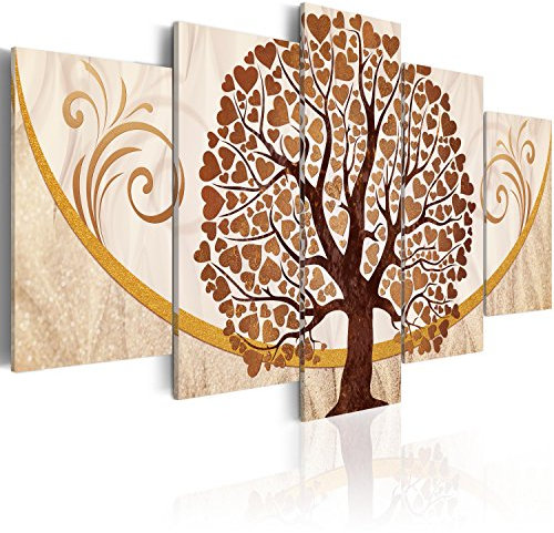 murando - Quadro Albero Astratto 200x100 cm 5 Pezzi Stampa su tela in TNT XXL Immagini Moderni Murale Fotografia Grafica Decorazione da Parete Quadri Componibili marrone nero Amore b-C-0073-b-p