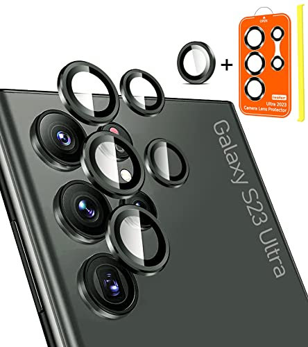 ivoler Kameraschutz kompatibel mit Samsung Galaxy S23 Ultra Kamera Schutzfolie, HD Glas Aluminium Rand Kratzfest Kamera Linse Displayschutz für Samsung Galaxy S23 Ultra - Schwarz
