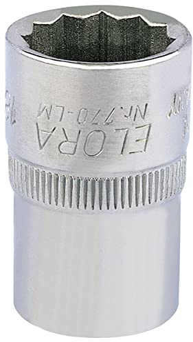 Draper 24632 Elora Bi-Hexagon Socket, 1/2 Square Drive, 18mm, Blue