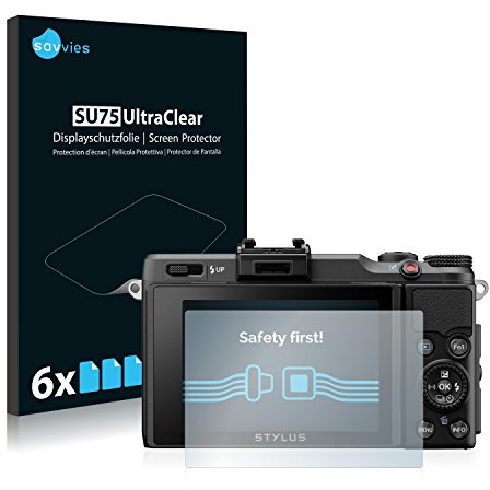 Savvies Schutzfolie für Olympus Stylus XZ-2 | 6 Stück Transparenter Displayschutz Made in Germany Ultra-Klar Displayschutz-Folie