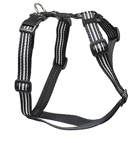 Feltmann Mopsgeschirr Hundegeschirr Soft Nylon, Reflektierend schwarz, 7-13 kg, 20 mm