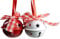 khevga Christbaumschmuck Glöckchen 12er Set – Weihnachtsdeko aus Metall in Rot und Weiß – Anhänger für Baum, Fenster, Kranz, Geschenke, Festliche Dekoration