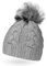 Neverless Damen Strick-Mütze gefüttert mit Kunstfell-Bommel, Winter-Mütze, Bommelmütze, Hellgrau Unisize