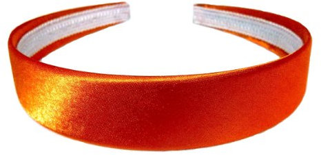 Aliceband Serre-tête uni en satin Orange Largeur 2,5 cm