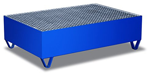 Auffangwanne mit Gitterrost für 2 Fässer a 200 Ltr RAL5010 Enzianblau Fasswanne