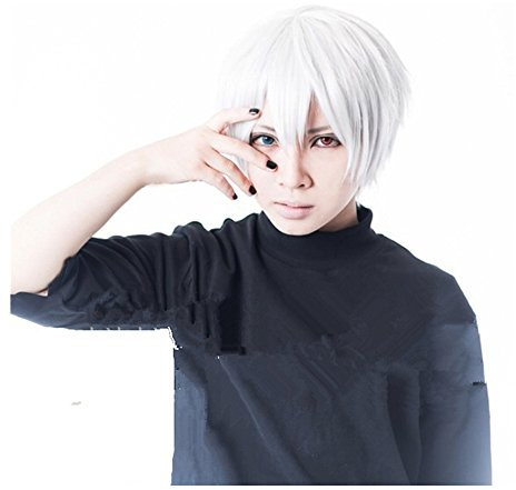 COSPLAZA Perücken Tokyo Ghoul Kaneki Ken Weiß Kurze Unisex Cosplay Perücke