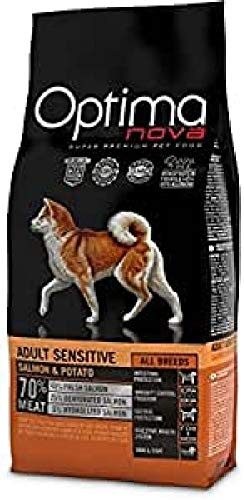 Optima Nova - Futter für kleine, mittlere und große Erwachsene Hunde Grain Free Sensitive Lachs und Kartoffel