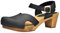 Sanita Matrix Sandale | Produit Original Fabriqué à la Main pour Femme | Sandale en cuir avec semelle en bois flexibles | Bride de talon réglable | 42 EU | Noir