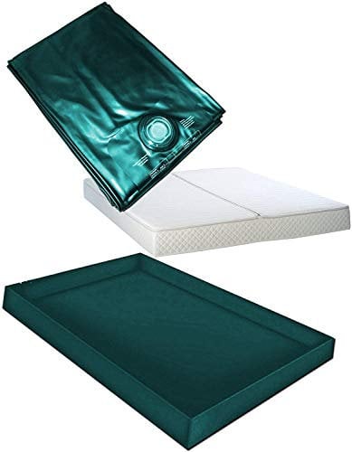 Hardside Wasserbetten Wasserkern Wasserbettmatratze Wasserbett Matratze Mono UNO + Sicherheitswanne Auslaufwanne Wanne Standup Liner + Bezug Auflage Rundumbezug (180 x 200 cm F0)