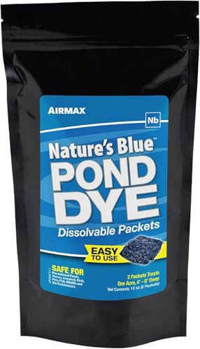 Pond Dye Packets Nature's Blue Colorant for Large Pond & Lake, Beneficial UV Blocking Colour Concentrate, Maintain Clean & Clear Pond, Fish, Bird & Animal Safe, Easy Treatment, 2 Soluble Packets