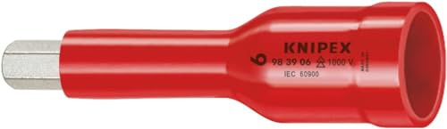 KNIPEX Steckschlüsseleinsatz, 98 39 06 | Geeignet für Innensechskantschrauben mit Innenvierkant 3/8 75 mm
