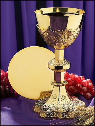 Set di calice sacerdote e patene goffrati, articoli religiosi Autom