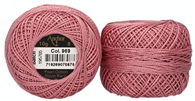 Anchor 4591008-00969 Stickgarne, 100% Baumwolle, altrosa, Stärke 8, 82m, 16 Gramm