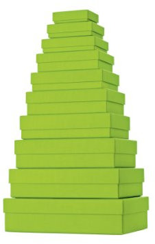Stewo Geschenkboxen-Set Kartonage, 10-er Satz mit Rillenprägung, hellgrün