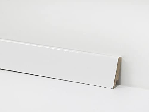 Equipped 58mm Sockelleiste JANGAL 2935-L weiß Glanz Plain White, MDF Fußleiste Randleiste