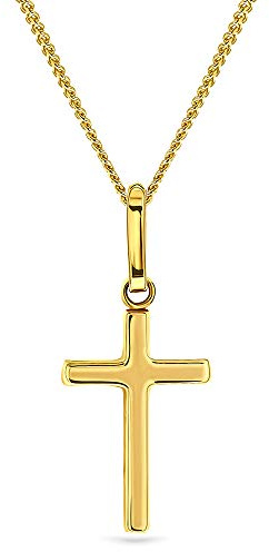 Miore Kette - Halskette Damen Gelbgold 9 Karat / 375 Gold Kette mit Kreuz 45 cm