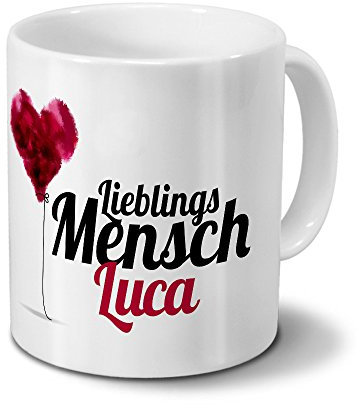 printplanet Tasse mit Namen Luca - Motiv Lieblingsmensch - Namenstasse, Kaffeebecher, Mug, Becher, Kaffeetasse - Farbe Weiß