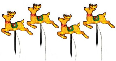 WeRChristmas Pre-Lit LED Reindeer Silhouette Pathway Lights - Multi-Colour, Set of 4