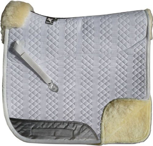 Engel Reitsport | SCHABRA2-D-WEI-WEI | Schabracke | Lammfell Fully Lined | Steppstoff | Fellkranz vorne | Dressur | Stoff weiß Fell weiß