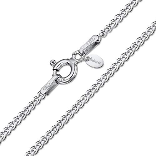 Amberta 925 Sterling Silver 1.3 mm Curb Chain Necklace 16 18 20 22 24 28 in