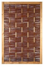 Weiden-Zaun/Weidenflechtzaun im Maß 120 x 180 cm (Breite x Höhe) als Flechtzaun/Flechtzäune mit umlaufenden Rahmen aus braun gebeizten Holz