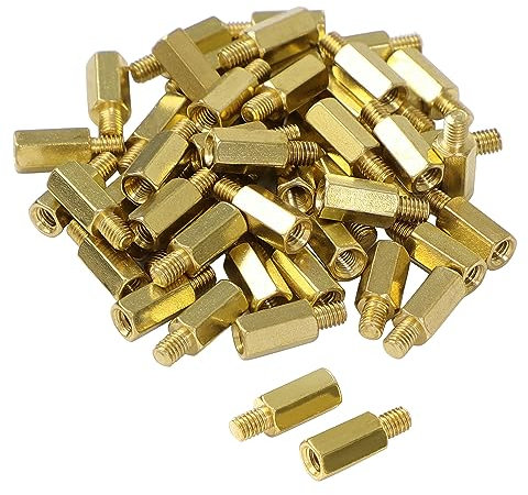 sourcing map 50 Stück M3 9+4mm Hex Standoff Abstandhalter Außen-zu-Innengewinde Messing Spacer Standoff Hexagonal Spacers Standoffs Schrauben Muttern für PC PCB Motherboard