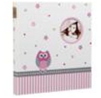 goldbuch 15328 Babyalbum mit Fensterausschnitt, Babyworld Eule, 30 x 31 cm, Baby Fotoalbum mit 60 weiße Blankoseiten & 4 illustrierten Seiten und Pergamin, Laminierter Kunstdruck, Weiß / Rosa