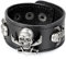 Flongo Metalllegierung Legierung Leder Echtleder Armband Armreifen Manschette Silber Schwarz Piraten Totenkopf Schädel Einstellbar Verstellbaren Gotik Herren