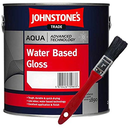 Johnstone's Trade Aqua Water Based Gloss Black 2.5L with Avenue touch up brush