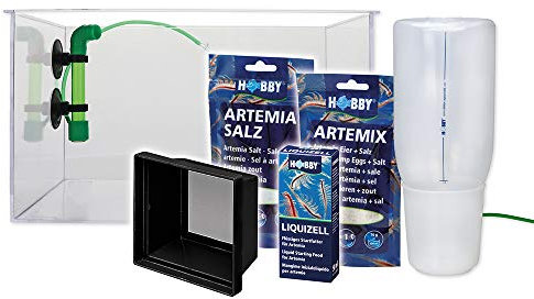 HOBBY Aquaristik Artemia Incubator Set I Komplettset für die Aufzucht von Artemia Salina I Incubator, Artemix, Artemia Salz, Aufzuchtbecken, Liquizell und Artemia Sieb I Artemia-Zucht Zubehör