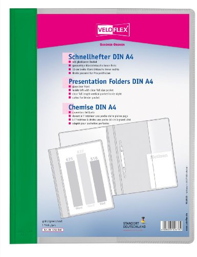 Veloflex 4741040 Schnellhefter Veloform DIN A4, PVC, glasklarer Vorderdeckel, passend für Prospekthüllen, grün