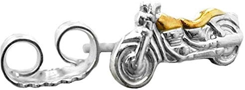 Ohrstecker Motorrad bicolor 1 Stück Unisex 925 Silber 8 x 4 mm inklusive Schmuckbox Ohrschmuck Ohrringe