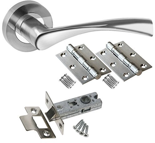 Astrid Chrome Twin Finish Door Handle Lever On Rose - Latch Door Pack - Polished Chrome/Satin Chrome