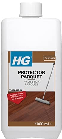 HG Protector de Suelos de Parquet, Abrillantador y Protector para Suelos de Parquet, Acabado Brillante, Limpiador de Suelos Antideslizante y Restaurador de Brillo, Sella y Protege - 1 Litro