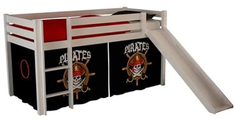 Lit Enfant avec Toboggan Pino Pirates II 90x200cm Blanc