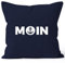 MoonWorks Maritmer Kissenbezug Moin mit Anker Deko-Kissen Navy Unisize