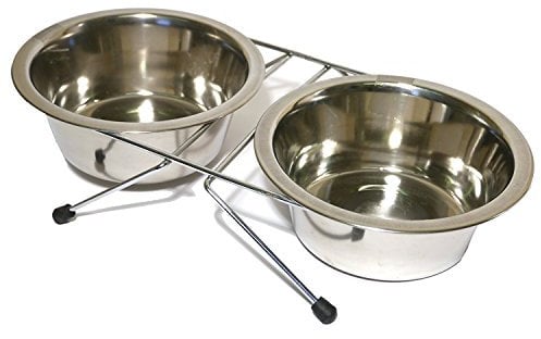 Rosewood Steel Double Diner Cat Bowls, Small